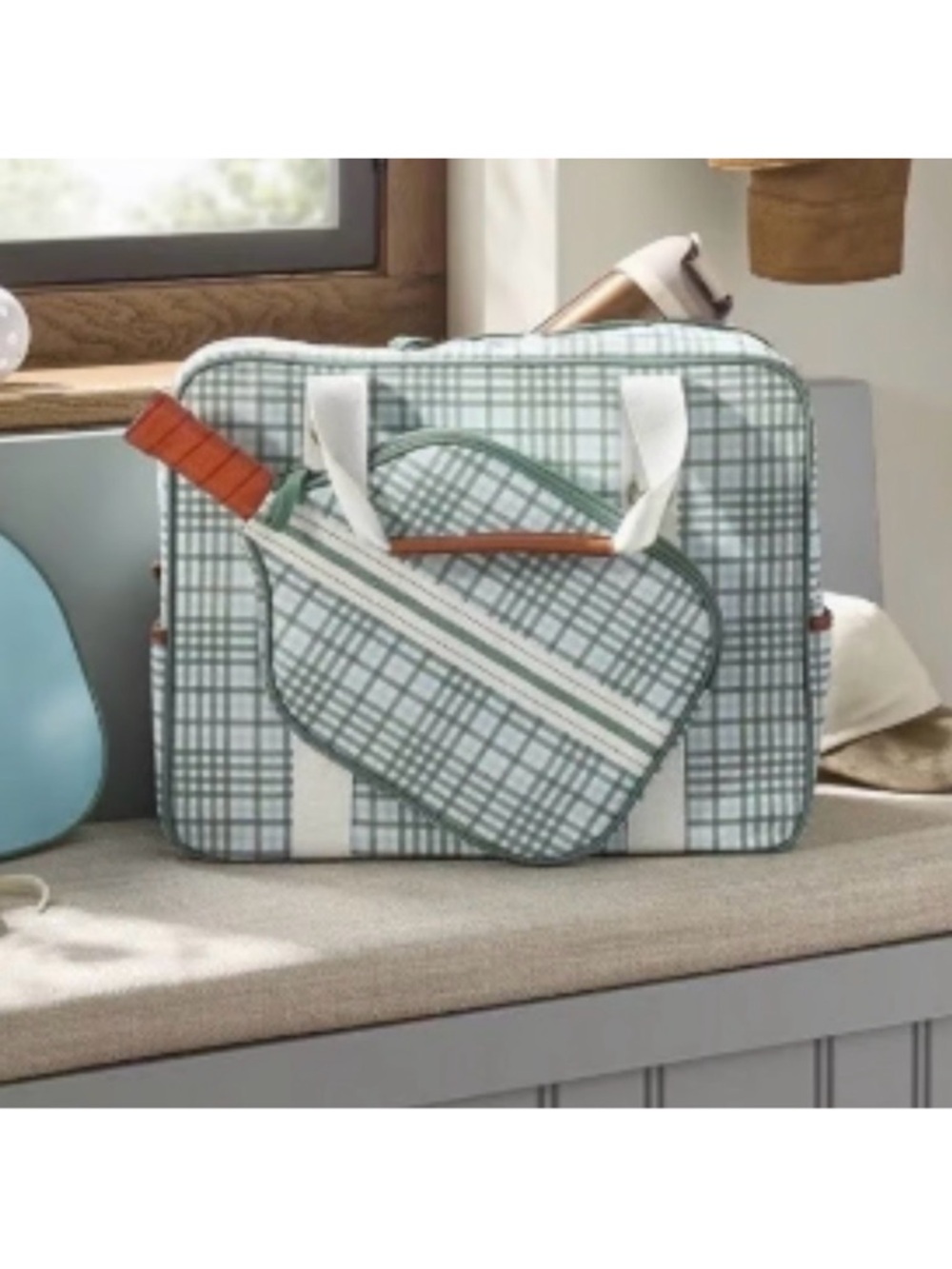 Hearth & Hand With Magnolia Plaid Pickleball Paddle Ball Bag & Paddle Cover NWT